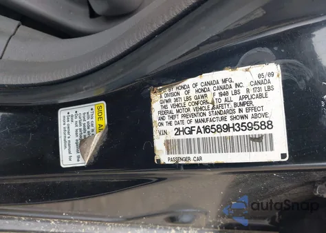 2009 Honda Civic Lx from USA, damaged, VIN 2HGFA16589H359588